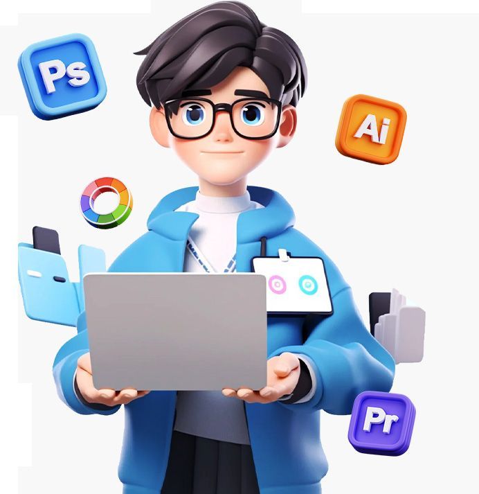 Professional Graphic Designer in Surat creating visual designs using creative software